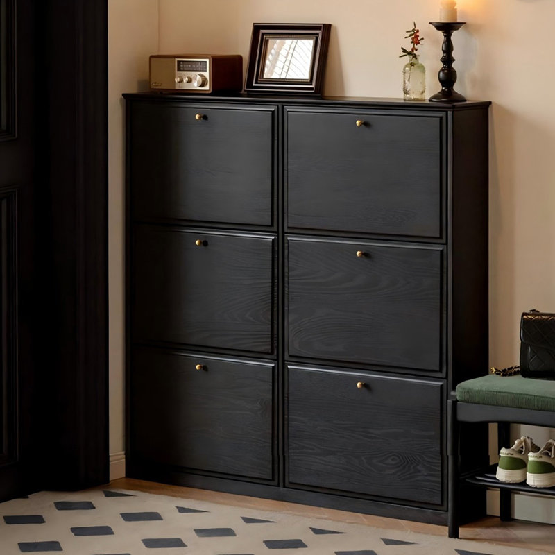 Black Solid Wood Shoe Storage