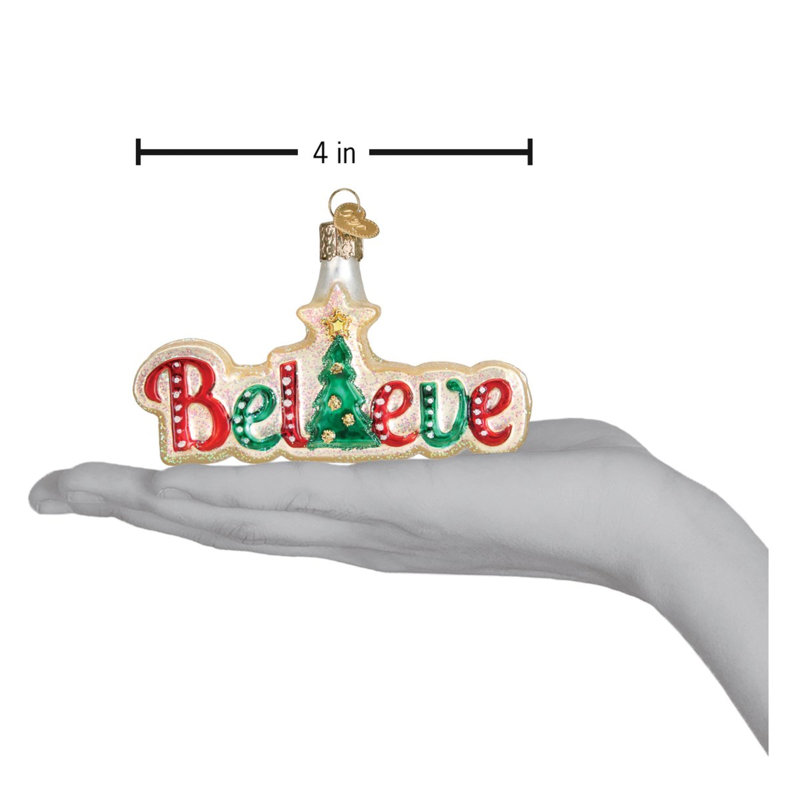 Ornement de Noël en verre soufflé Old World pour arbre de Noël, Believe