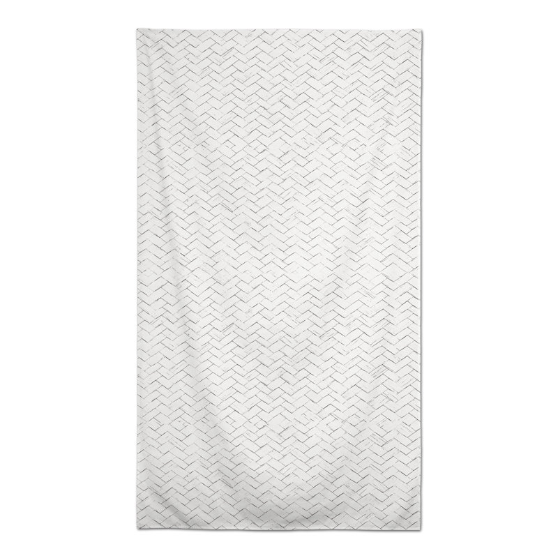 Rectangular Chevron Polyester Tablecloth, White