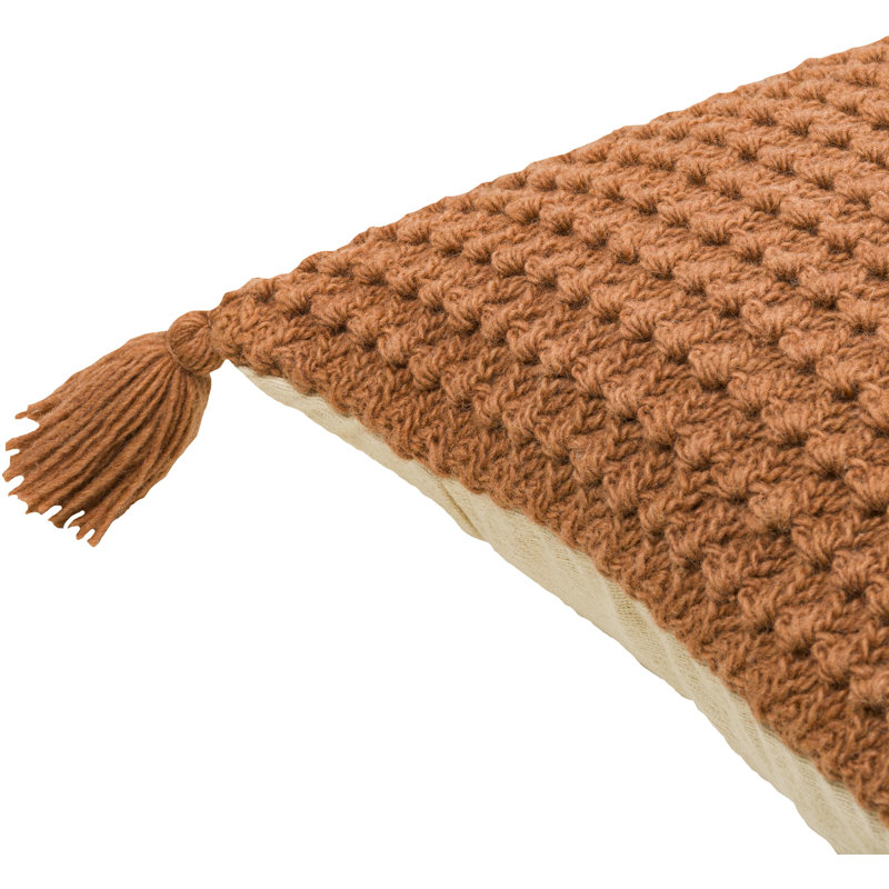 Makrome Wool Blend Reversible Pillow Cover, 18"H x 18"W, Pink