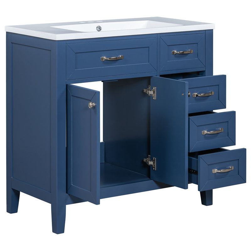 Meuble-lavabo de salle de bain avec lavabo, Bleu