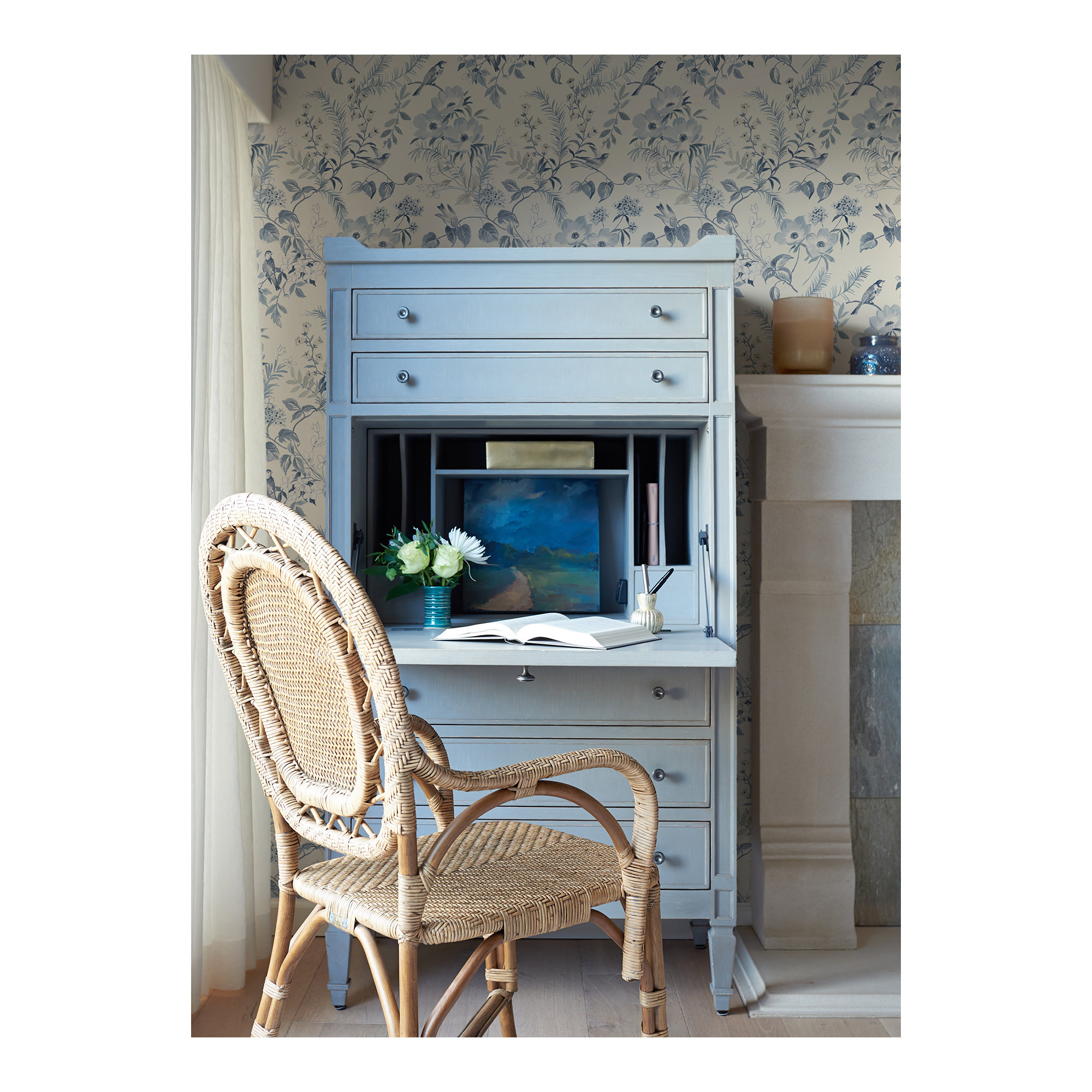 Harton Floral Roll, Blue