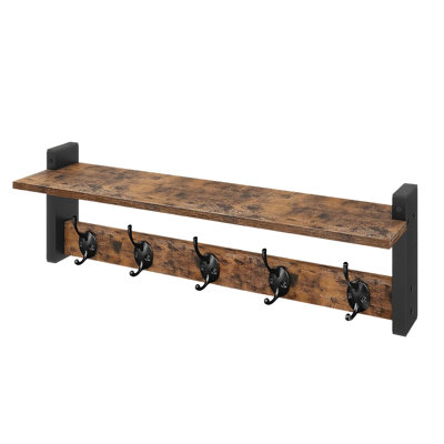 Wall Mounted Coat Rack Shelf with Hooks