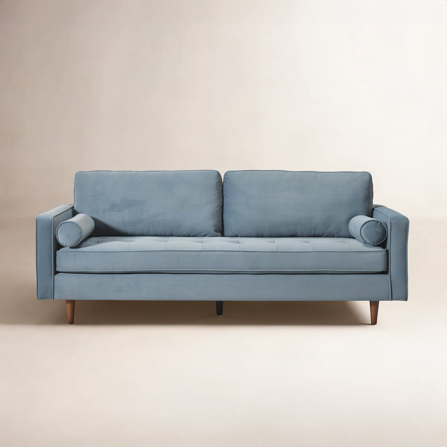 Geo 84" Linen Sofa, Blue Velvet