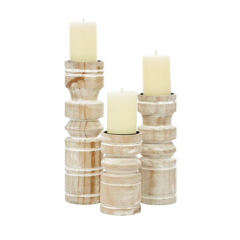 Wood Tabletop Candlestick, Natural