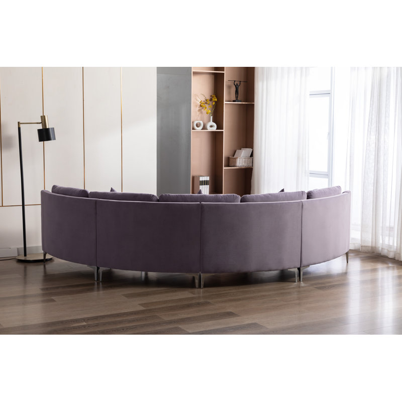 136" Wide Thistle Velvet Curved Sectional Sofa