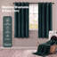  Thick Thermal Blackout Curtains Velvet 46x54 Inch Eyelet Ring Top Green