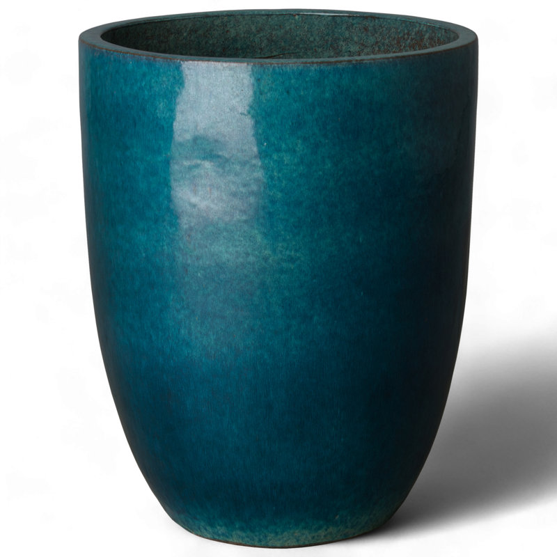 Pot à fleurs en céramique Silsbee, H 20 po x l 15 po x P 15 po, Bleu sarcelle