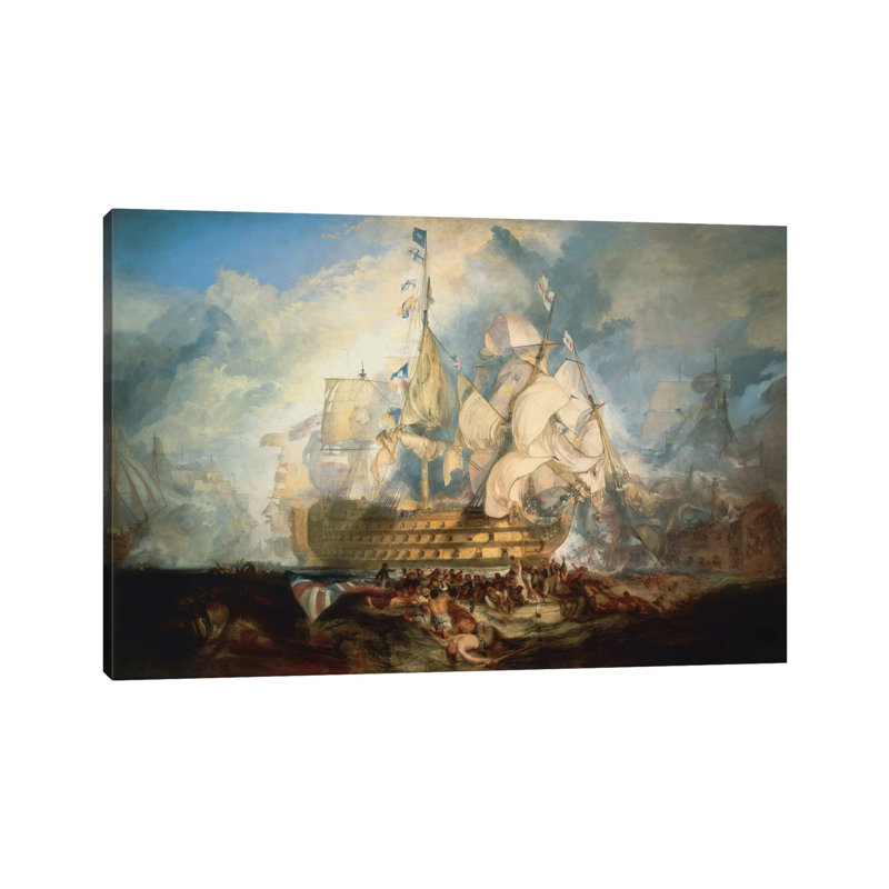 The Battle Of Trafalgar 1822-1824 by J.M.W. Turner - Wrapped Canvas Painting, 20.32 cm H x 30.48 cm W