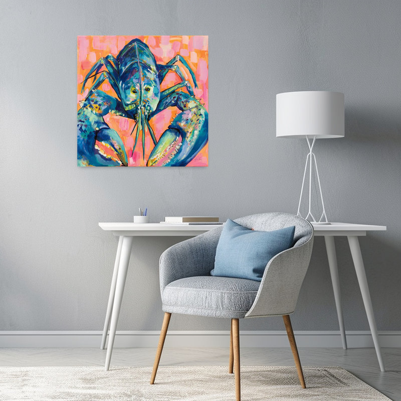 Coastal Lilly Lobster I avec animaux, art bleu, H 24 po x l 24 po