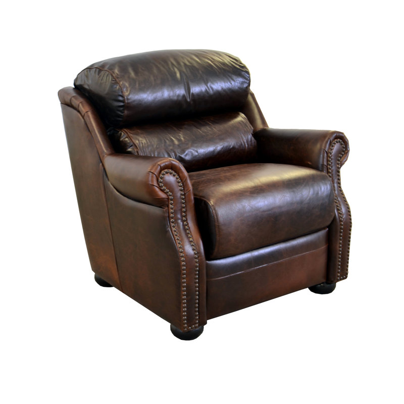 Sudipta Upholstered Accent Chair, Distressed Whiskey Genuine Leather