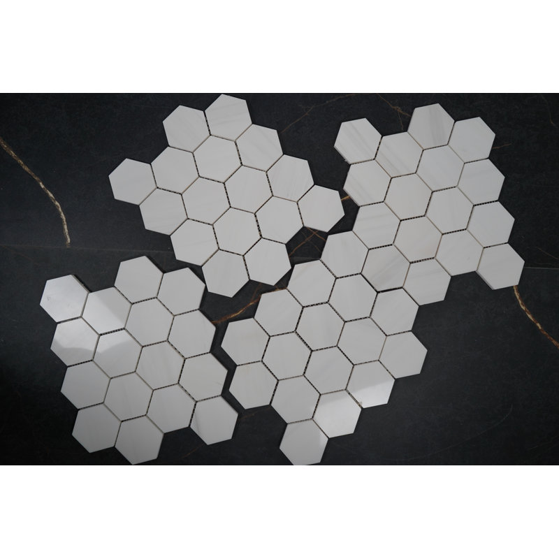 Hexagone brillant 3 po Bianco dolomite
