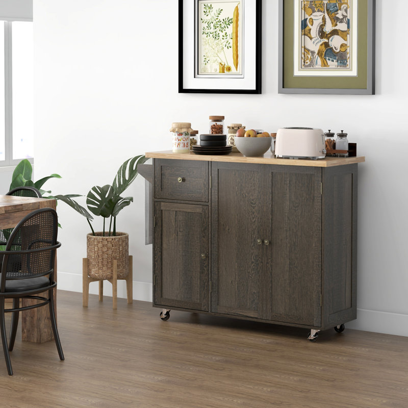 Triple îlot de cuisine sur roulettes à roulettes (tabouret non inclus)
