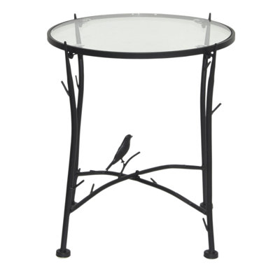 Tevin Glass Top Abstract End Table