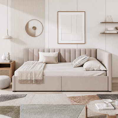 Upholstered Daybed with 2 Storage Drawers