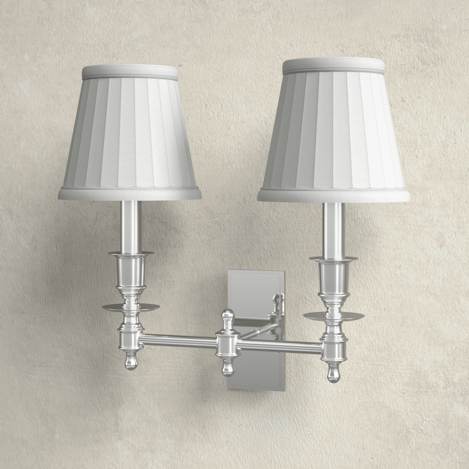 Ellean 2 Light Dimmable Candle Wall Light, Polished Nickel
