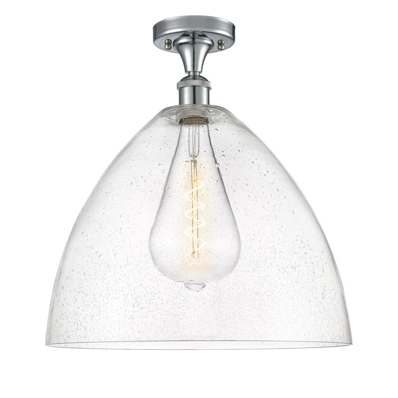 Aloisa Glass Semi Flush Mount, 18.75" H x 16" W x 16" D, Polished Chrome