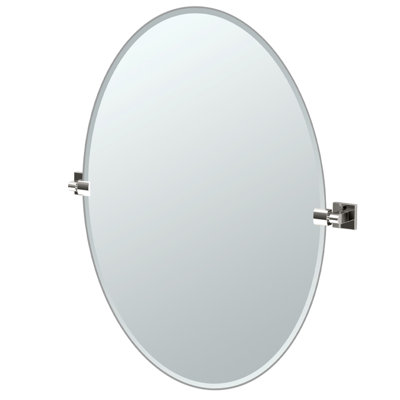 Elevate Frameless Oval Wall Mirror | Bathroom Vanity Pivoting and Beveled Mirror
