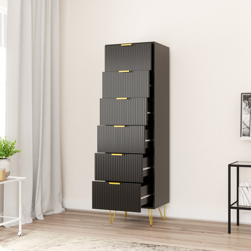 Commode 6 tiroirs Scannell, Noir