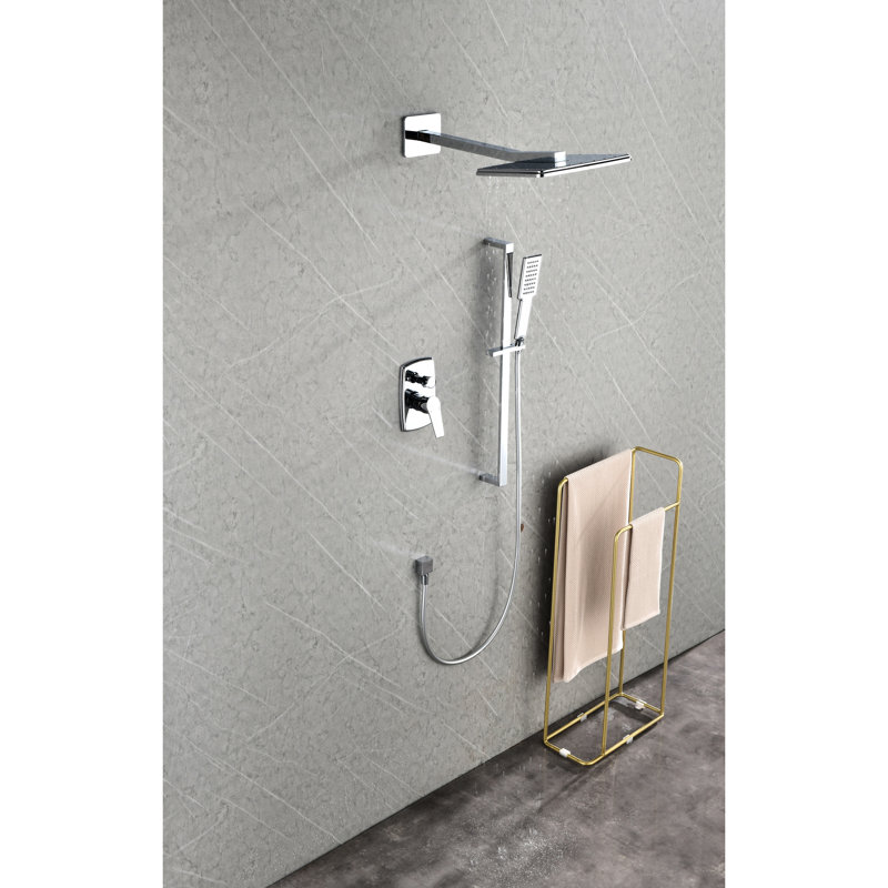 Système de douche avec pomme de douche de couleur, pomme de douche à main, barre coulissante, bras, tuyau, garniture de soupape pour le système de décoration de salle de bain: le tuyau simule la douche à pluie naturelle