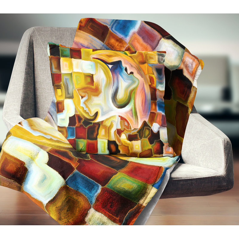  Coussin abstrait, 16 po x 1 po, Coussin décoratif