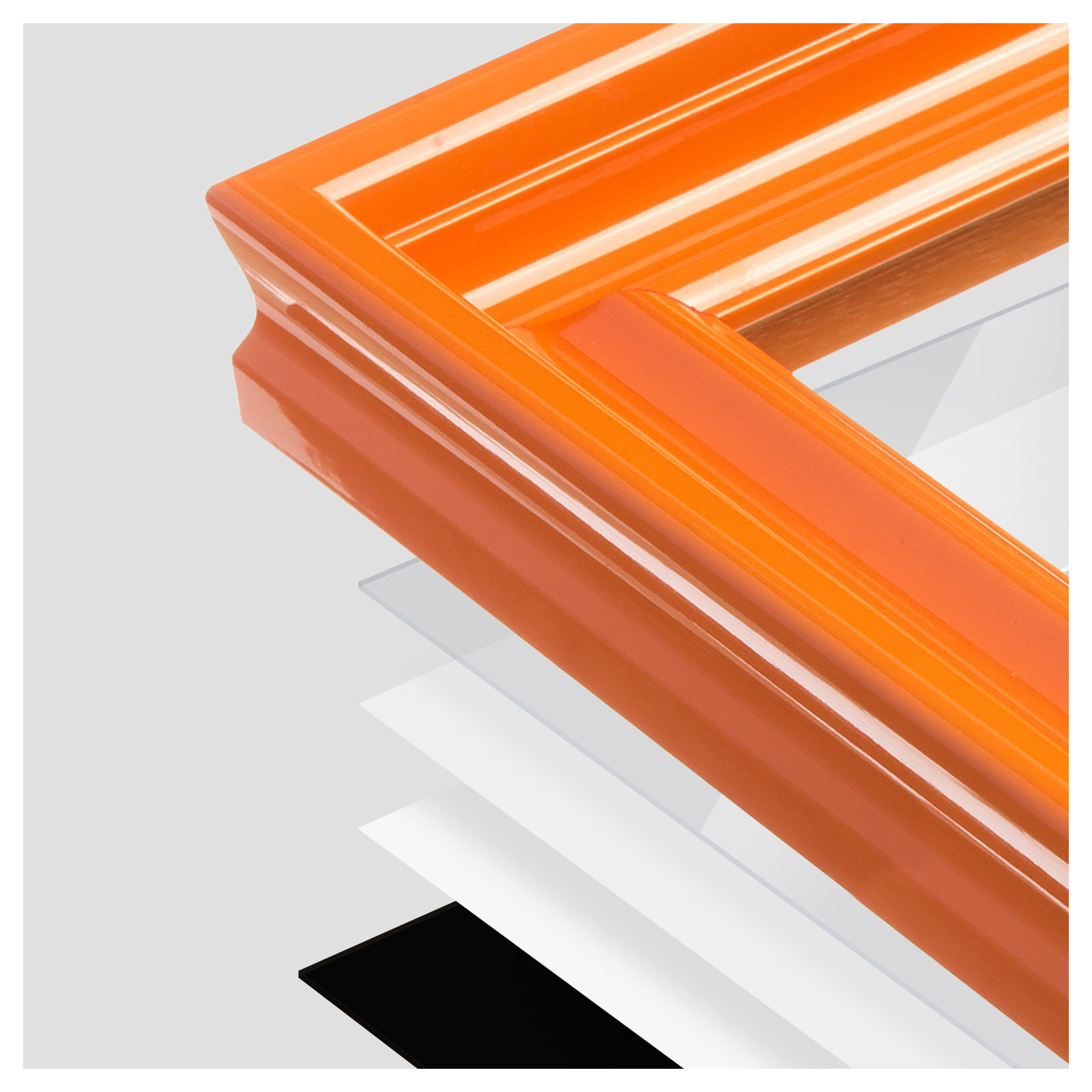 Lilli Wood Beveled Picture Frame with Mat, 8" x 10", 16" x 20", Orange