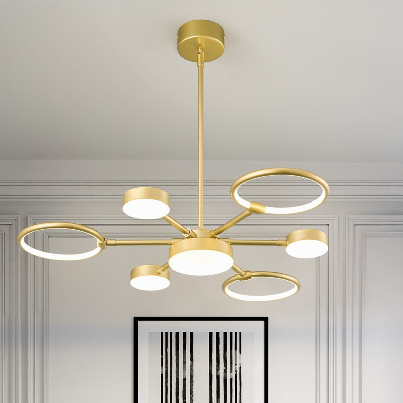Modern Led Industria Chandeliers Round Pendant Light Farmhouse Sputnik Chandelier Mid Century Ceiling Light Fixtures For Dining Room Bedroom Living Room Kitchen Hallway Foyer（1 Pack）