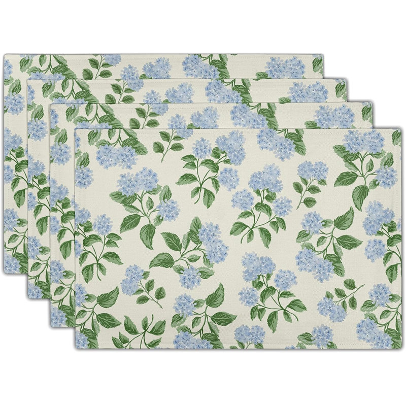 Ensemble de 4 napperons hydrangées - napperons printemps-été 12 x 18
