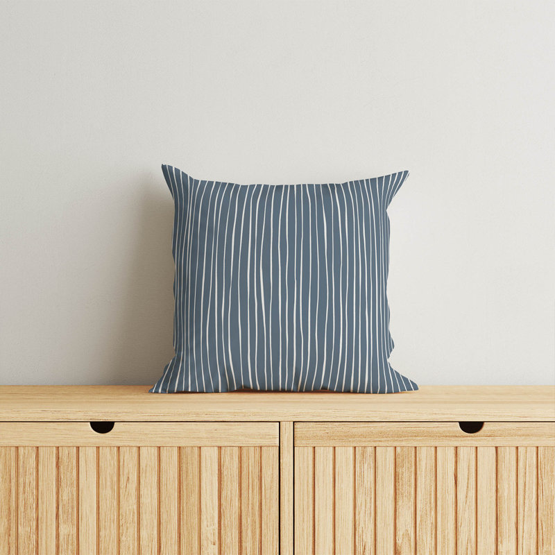 Coussin Ricky, Rayures bleues, H 18 po x l 18 po