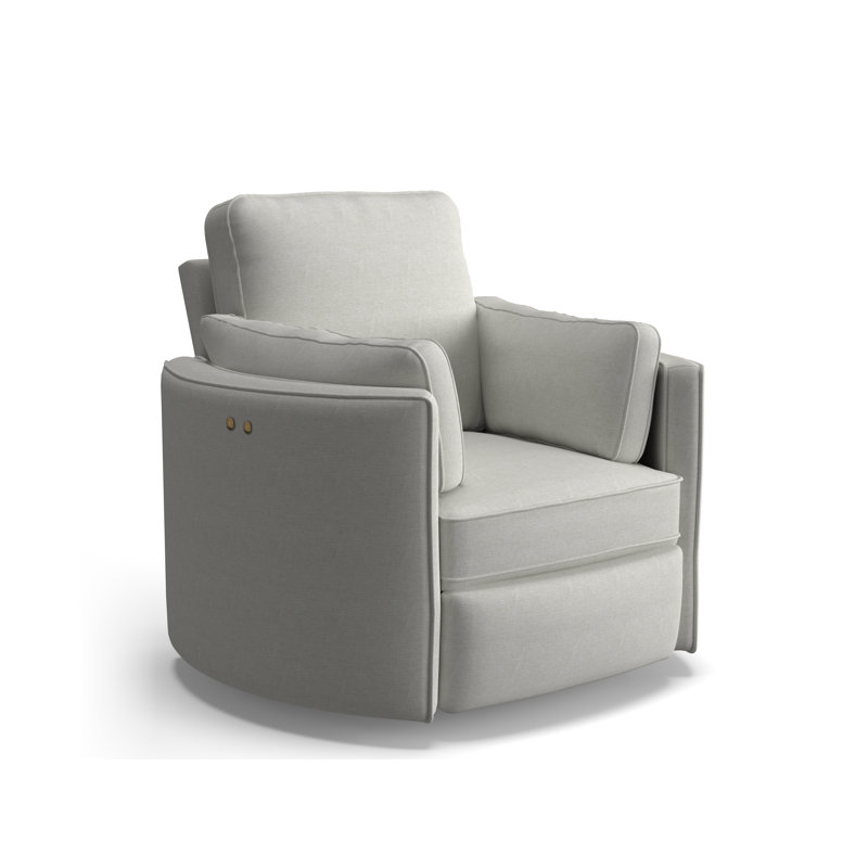 Vedika Swivel Barrel Recliner, Snow Ivory Performance, Power