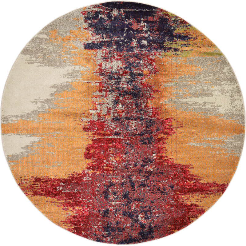 Rizer Washable Abstract Indoor Rug, Round 6'1"