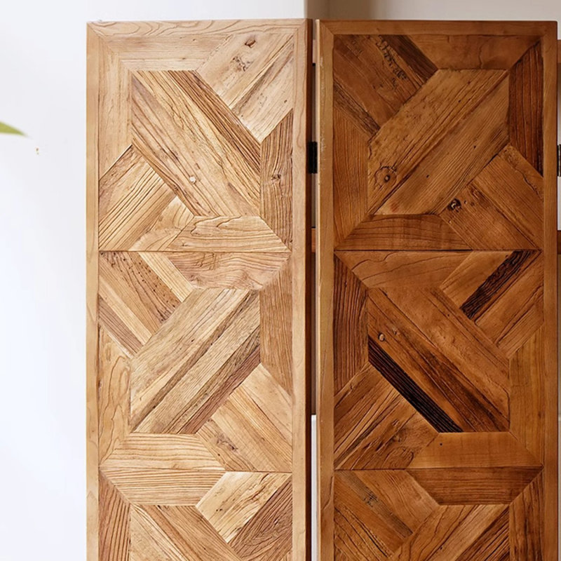 Paravent 3 panneaux en bois massif brun, H 71,65 po x l 59,06 po x P 1,97 po