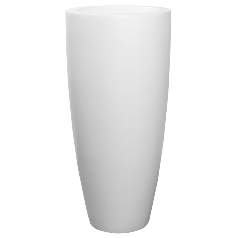 Pot à fleurs en pierre Ahslee, H 18,5 po x l 18,5 po x P 39,4 po, Blanc mat