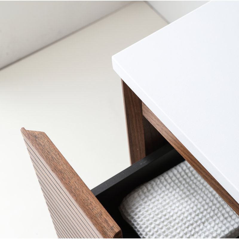 Meuble-lavabo en contreplaqué de noyer naturel Orsa