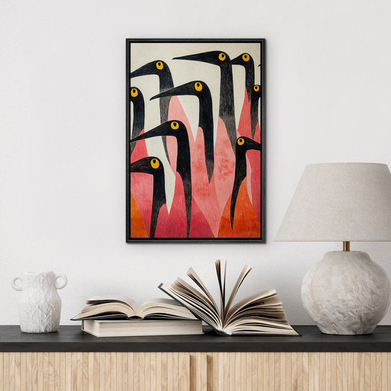 «Vibrant Pink Red Abstract Animals», impression sur toile encadrée de décorations murales pour chambre à coucher