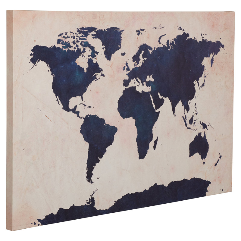" World Map - Navy " by Michael Tompsett, 18" H x 24" W
