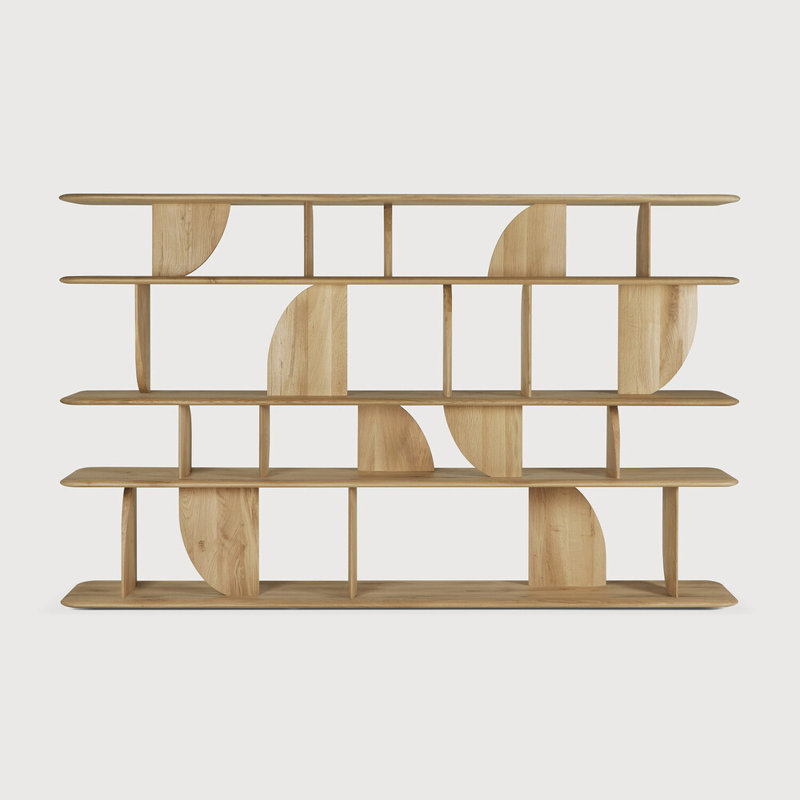Geometric Solid Wood Geometric Bookcase, Natural