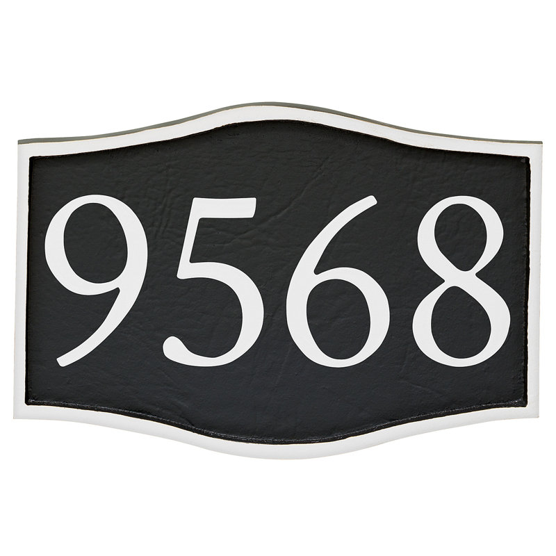 Plaque d’adresse murale sur 1 ligne serif, Noir, Blanc
