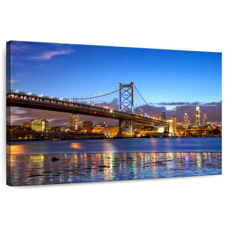 Pont Sirci Ben Franklin la nuit, H 34 po x l 51 po