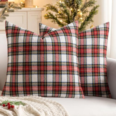 Housses de coussin de Noël écossais tartan écossais 26 x 26 vert