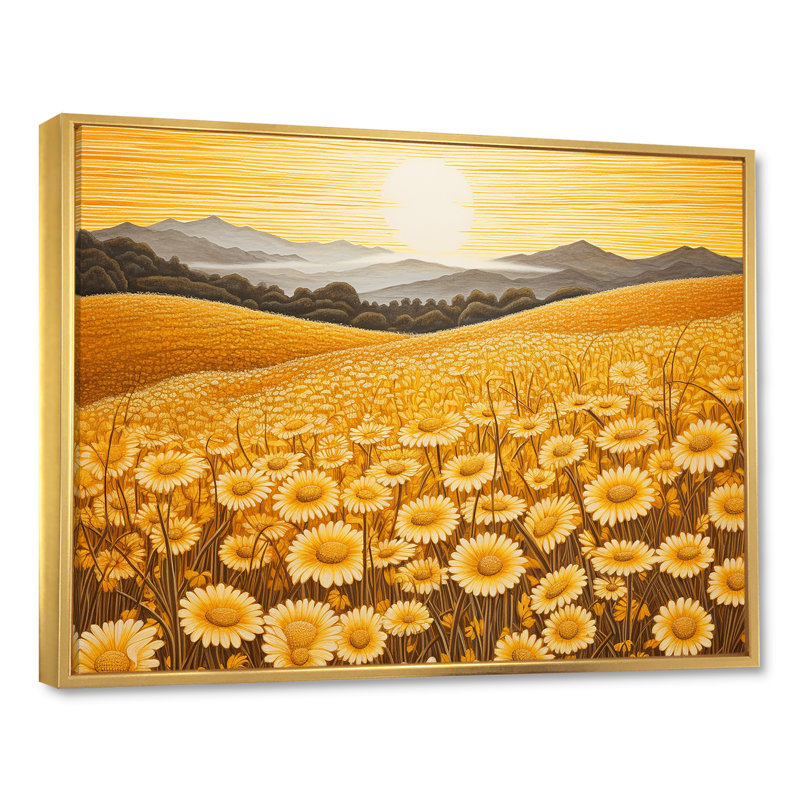 «Vibrate Bliss Flower Meadows», reproduction d'art sur toile, Cadre flottant doré, H 30 po x l 40 po x P 1,5 po