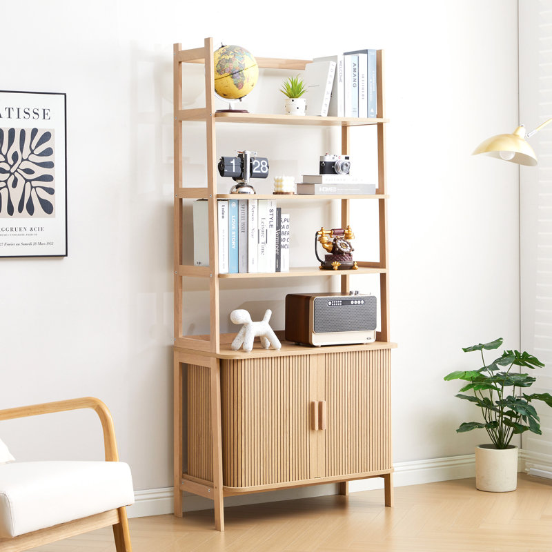 Bibliothèque moderne avec portes coulissantes, Naturel