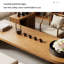 70.87" Burlywood + Black Solid Wood + Iron Half-circle Coffee Table-109011860