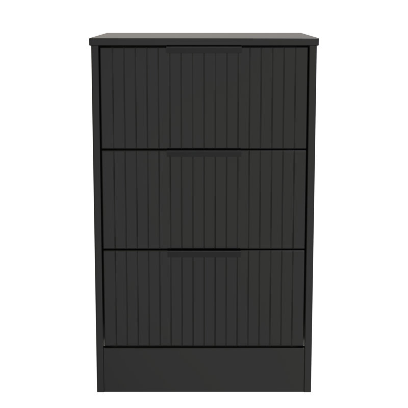 Atsumi 45cm W Manufactured Wood Bedside Table, Deep Black/Black Matt