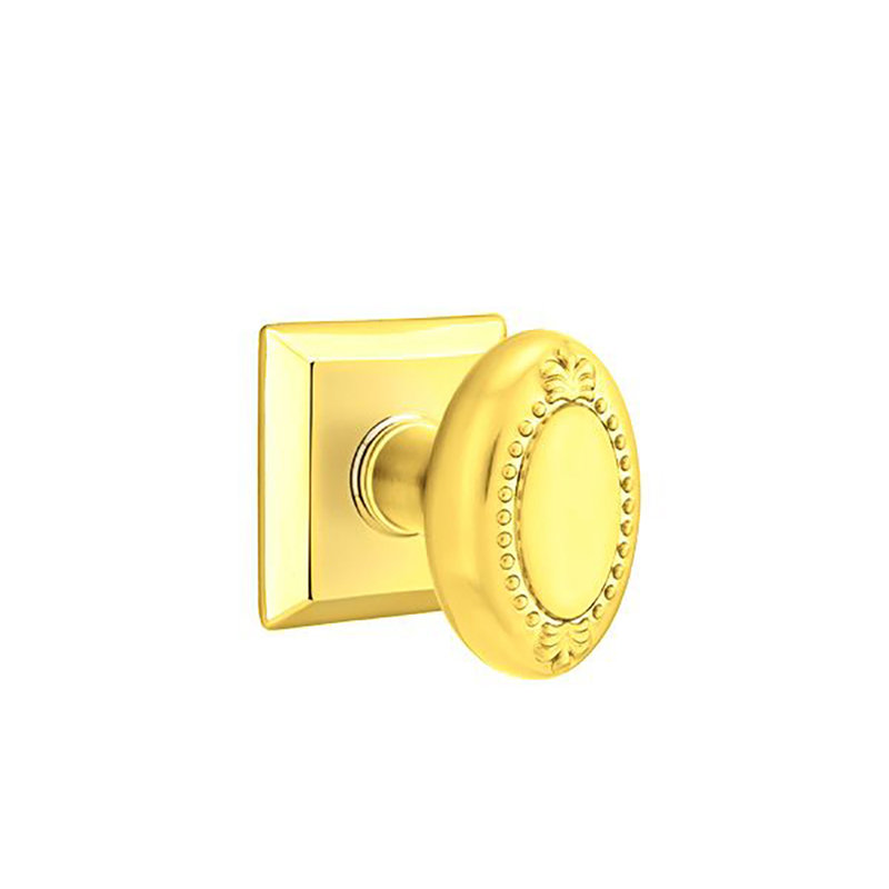 Double œuf perlé bouton avec rose Quincy, Laiton poli