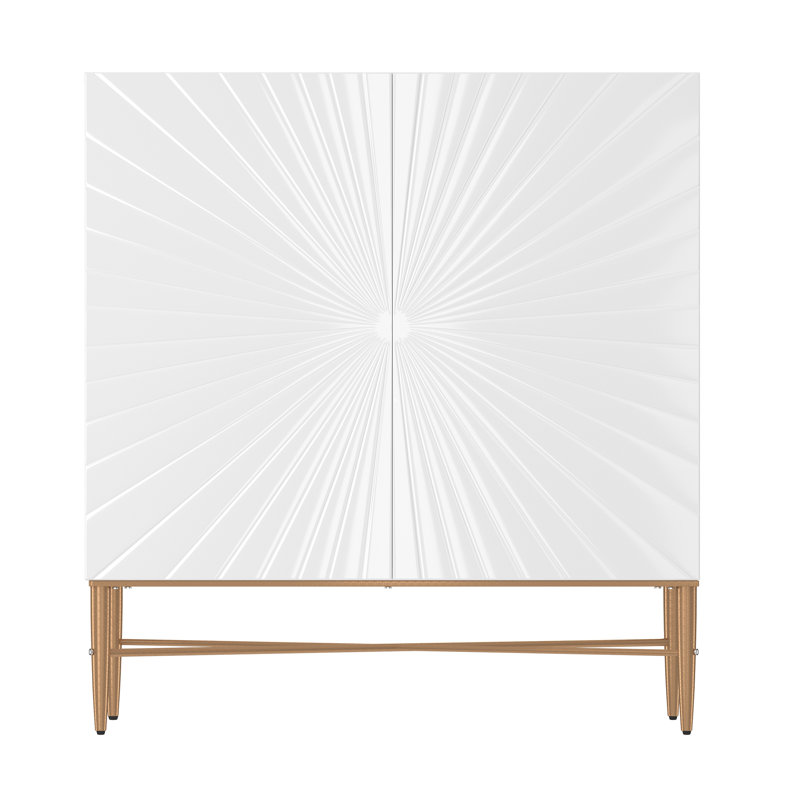 Armoire d'appoint en bois 2 portes avec pieds en métal, Blanc