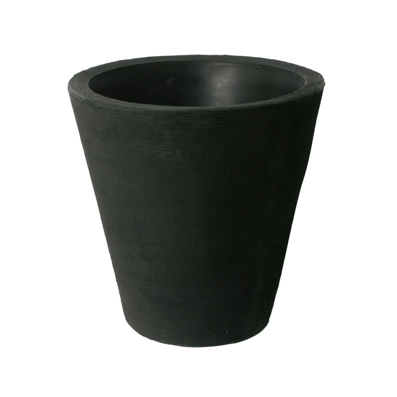 Strafford Self Watering Ribbed Pot Planter, 17" H x 16" W x 16" D, Black