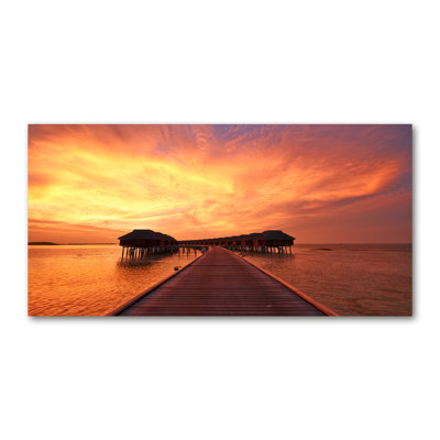 Maldives Bungalows - Wrapped Canvas Print
