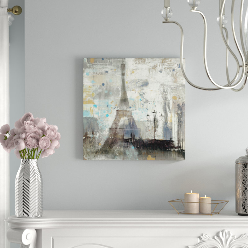 «Eiffel Tower Neutral», reproduction d'art sur toile tendue, H 12 po x l 12 po x P 1,5 po, Pas de tapis
