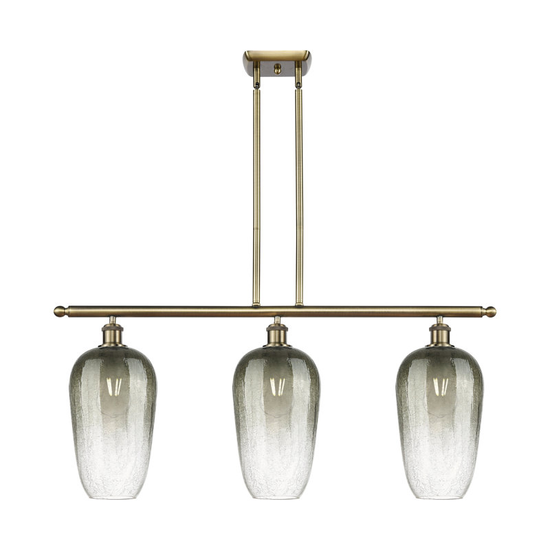 Luminaire suspendu pour îlot suspendu 3 lumières Ballston - Kazmierski, Ardoise, Laiton antique